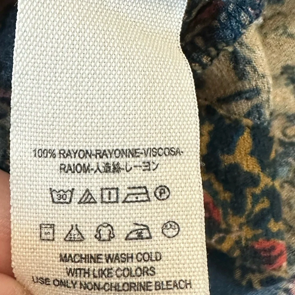 Free People Magic Mystery Tunic, Deep Teal & Mustard Paisley Print, Size Small - Picture 5 of 10